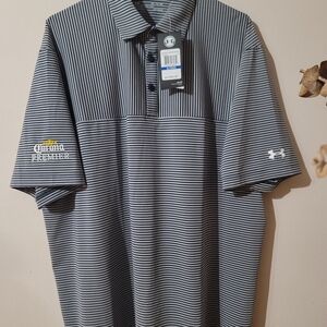 Under Armour Men's Black and White Striped Clubhouse Polo Shirt Corona Sz XL NWT